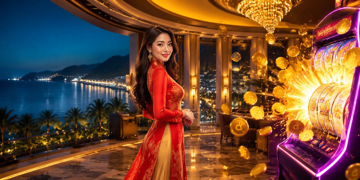 Người chơi slot game tại Phú Quốc với trang phục áo dài Việt Nam